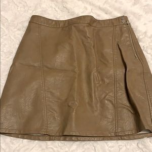 Brown Faux Leather Mini Skirt